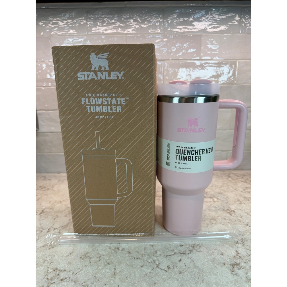 Stanley Quencher H2.0 FlowState Tumbler 40oz Peony Pink Stainless Steel Mug New